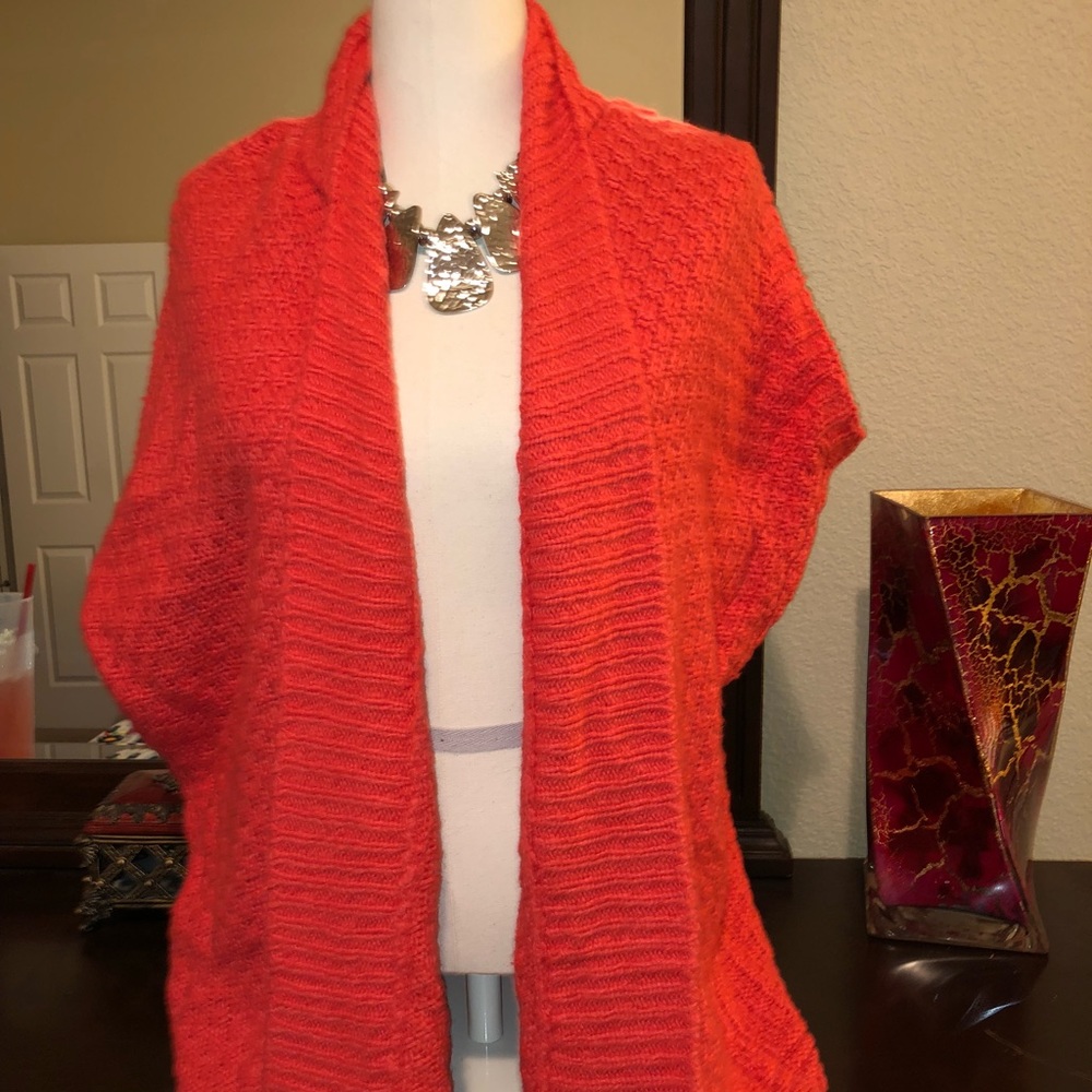 Loft Vibrant Coral Orange Cardigan
